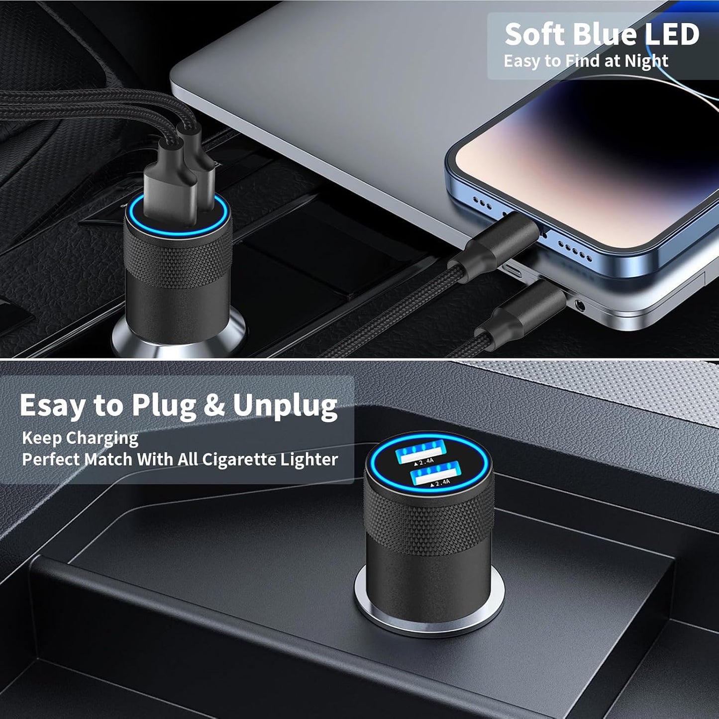 Apple Mfi Certified Iphone Car Charger Fast Charging 4.8A Car Phone Charger
