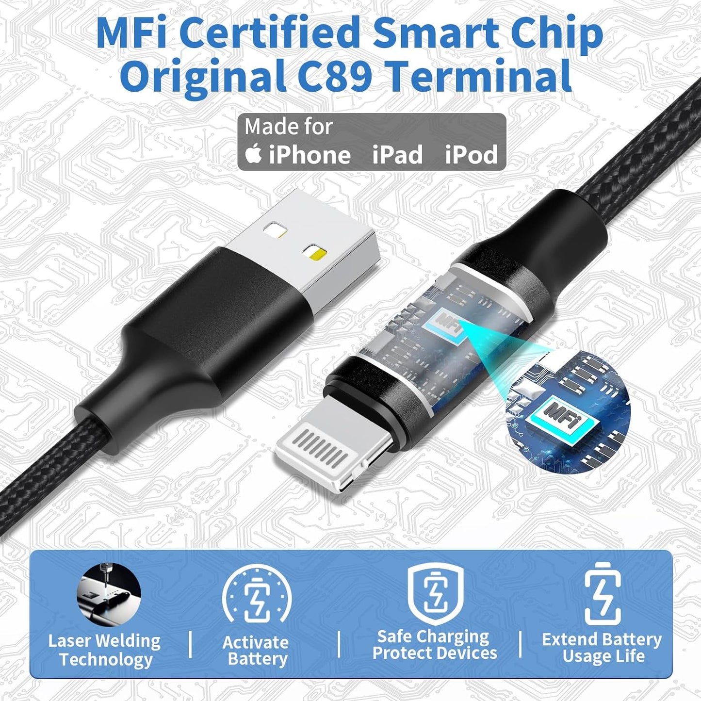 Apple Mfi Certified Iphone Car Charger Fast Charging 4.8A Car Phone Charger
