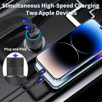 Apple Mfi Certified Iphone Car Charger Fast Charging 4.8A Car Phone Charger
