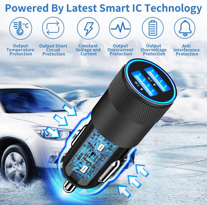 Apple Mfi Certified Iphone Car Charger Fast Charging 4.8A Car Phone Charger